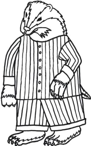 Badger boyama sayfası,  coloring page, Pijama ile Porsuk, 