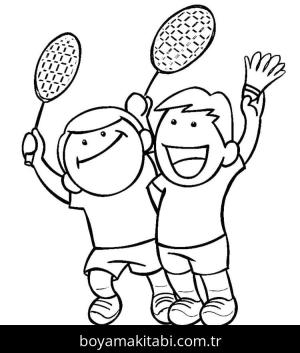 Badminton boyama sayfası – PDF indir, sevimli karakter