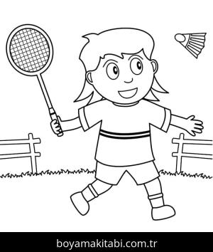 Badminton boyama sayfası – renkli çizimler, okul öncesi