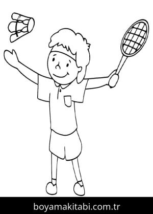 Badminton boyama sayfası – sanatsal çalışma, çocuklar için