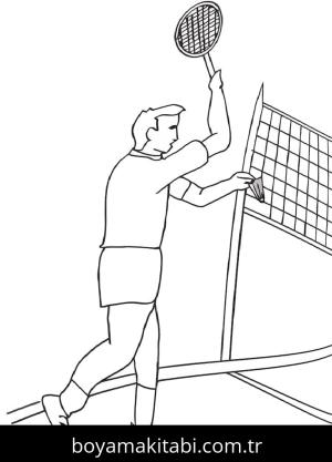Badminton boyama sayfası – eğlenceli etkinlik, el becerilerini geliştirir
