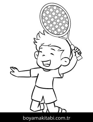 Badminton boyama sayfası – çocuklar için, çizgi film temalı