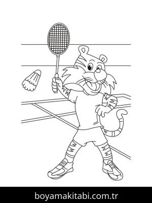Badminton boyama sayfası – sevimli karakter, sanatsal çalışma