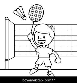 Badminton boyama sayfası – keyifli zaman, renkli çizimler