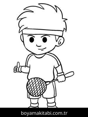 Badminton boyama sayfası – çocuk aktivitesi, PDF indir