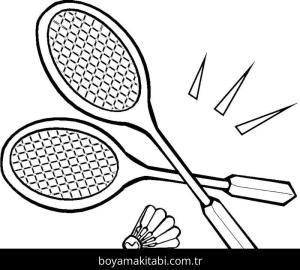 Badminton boyama sayfası – sanatsal çalışma, çocuklar için