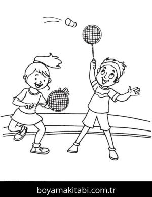 Badminton boyama sayfası – eğitici aktivite, yaratıcılık