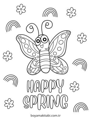 Bahar boyama sayfası – basit çizim, kolay boyama