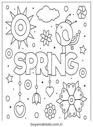 Bahar boyama sayfası – basit çizim, kolay boyama
