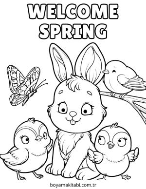 Bahar boyama sayfası – çocuk aktivitesi, PDF indir