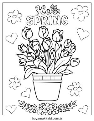 Bahar boyama sayfası – boyama çalışması, yaratıcılığı geliştirir