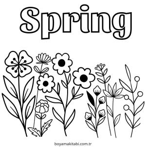 Bahar boyama sayfası – sanatsal çalışma, çocuklar için