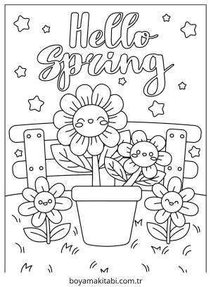 Bahar boyama sayfası – eğlenceli etkinlik, el becerilerini geliştirir