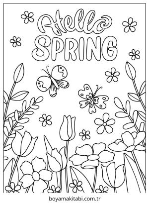 Bahar boyama sayfası – evde etkinlik, ücretsiz yazdır