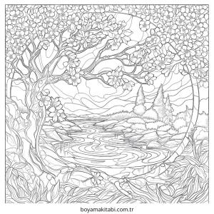 Bahar boyama sayfası – eğlenceli etkinlik, el becerilerini geliştirir