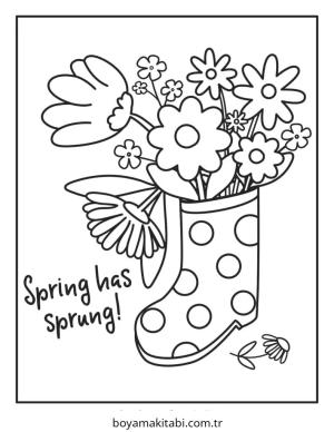 Bahar boyama sayfası – çocuklar için, çizgi film temalı