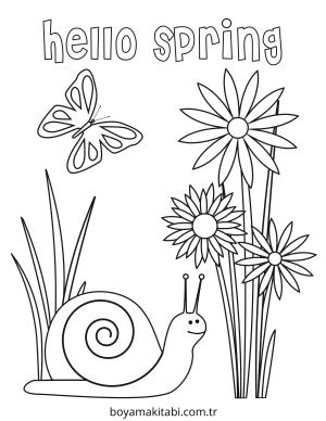 Bahar boyama sayfası – çocuk aktivitesi, PDF indir