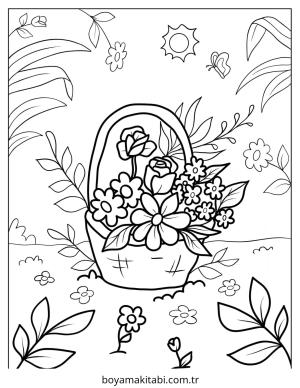 Bahar boyama sayfası – sanatsal çalışma, çocuklar için