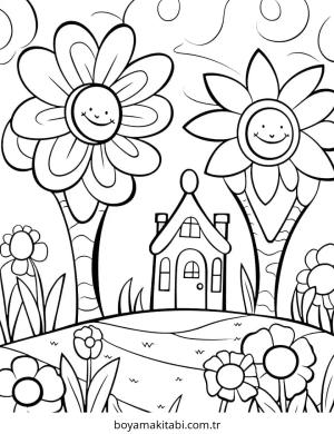 Bahar boyama sayfası – çocuk aktivitesi, PDF indir