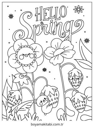 Bahar boyama sayfası – kolay boyama, eğitici aktivite