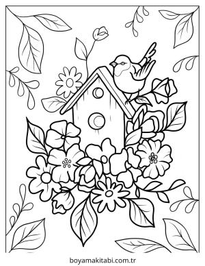 Bahar boyama sayfası – sanatsal çalışma, çocuklar için