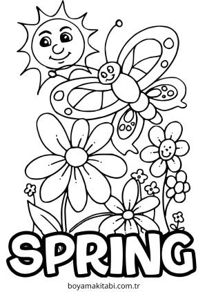 Bahar boyama sayfası – keyifli zaman, renkli çizimler