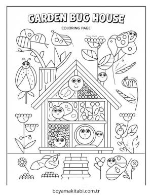 Bahçe boyama sayfası – çocuk aktivitesi, PDF indir