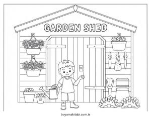 Bahçe boyama sayfası – kolay boyama, eğitici aktivite