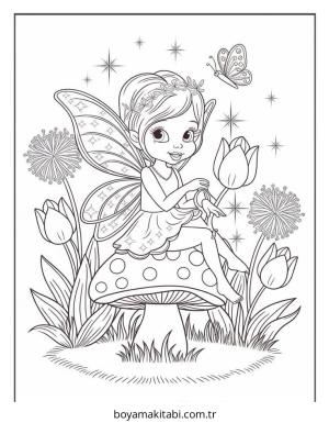 Bahçe boyama sayfası – basit çizim, kolay boyama