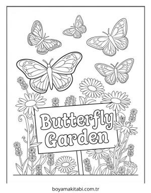 Bahçe boyama sayfası – sevimli karakter, sanatsal çalışma