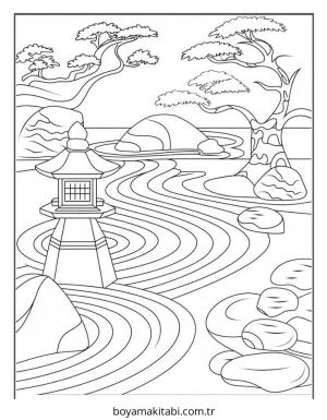 Bahçe boyama sayfası – boyama etkinliği, çocuk aktivitesi