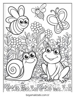 Bahçe boyama sayfası – okul öncesi, evde etkinlik