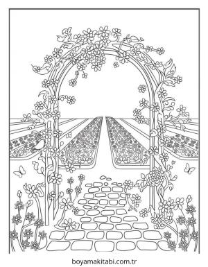 Bahçe boyama sayfası – kolay boyama, eğitici aktivite