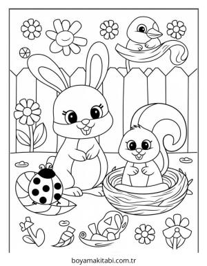 Bahçe boyama sayfası – boyama etkinliği, çocuk aktivitesi