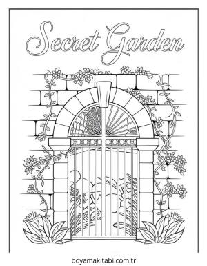 Bahçe boyama sayfası – sevimli karakter, sanatsal çalışma