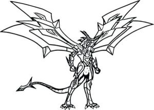 Bakugan boyama sayfası,  coloring page, Havalı Pyrus Dragonoid ayakta, 