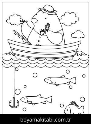Balık Tutma boyama sayfası,  coloring page, , Bear Going Fishing
