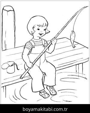 Balık Tutma boyama sayfası,  coloring page, , Summer Fishing With Baby00