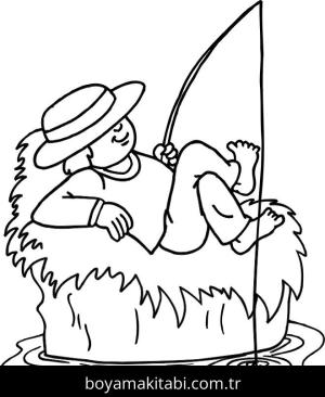 Balık Tutma boyama sayfası,  coloring page, , Lazy Fishing