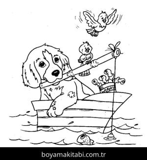 Balık Tutma boyama sayfası,  coloring page, , Dog Fishing