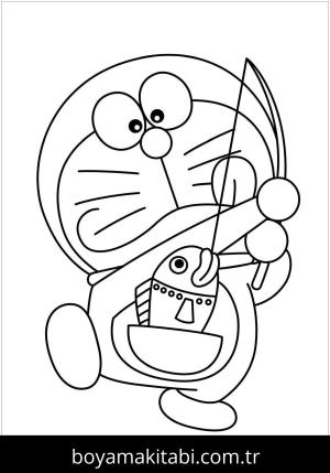 Balık Tutma boyama sayfası,  coloring page, , Doraemon Fishing1