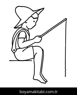 Balık Tutma boyama sayfası,  coloring page, , A Boy Fishing