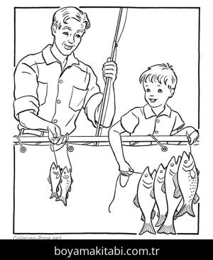 Balık Tutma boyama sayfası,  coloring page, , Fishing With Dad