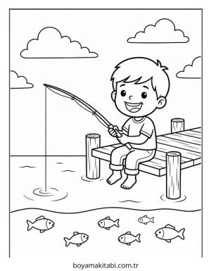 Balık boyama sayfası – çocuk aktivitesi, PDF indir