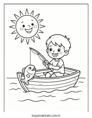 Balık boyama sayfası – kolay boyama, eğitici aktivite