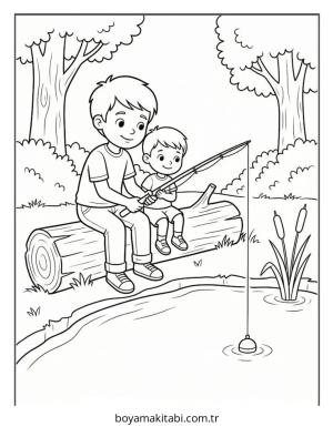 Balık boyama sayfası – çocuklar için, çizgi film temalı