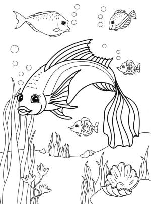 Balık boyama sayfası,  coloring page, İnciler ve balıklar, 