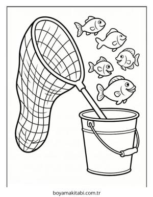 Balık boyama sayfası – eğlenceli etkinlik, el becerilerini geliştirir