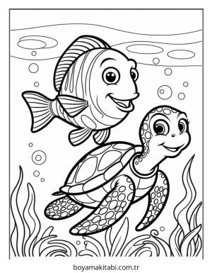 Balık boyama sayfası – basit çizim, kolay boyama