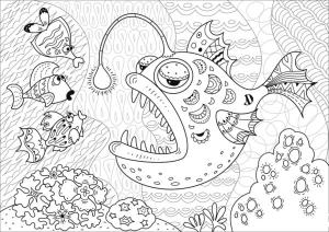 Balık boyama sayfası,  coloring page, Deniz balıkçısı, 